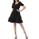 thumbnail image 2 of Vestido con fruncido INSPIRE CHIC para el verano casual de mujeres con lazo en la espalda y volantes en forma de A XL Negro, 2 of 6