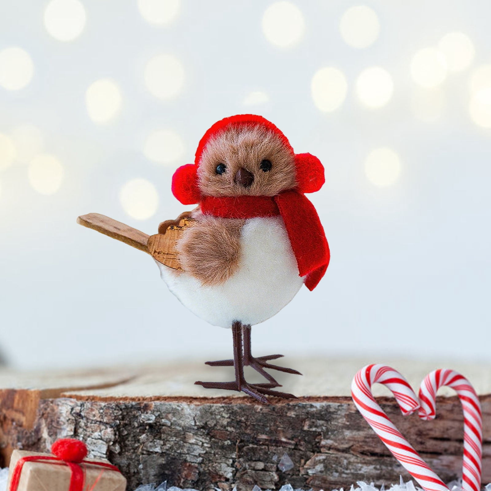 Birds Decorations: Standing Bird Figurines With Scarf & Hat For Xmas Tabletop Holiday Party Ornament Desktop Ornament Home Decor