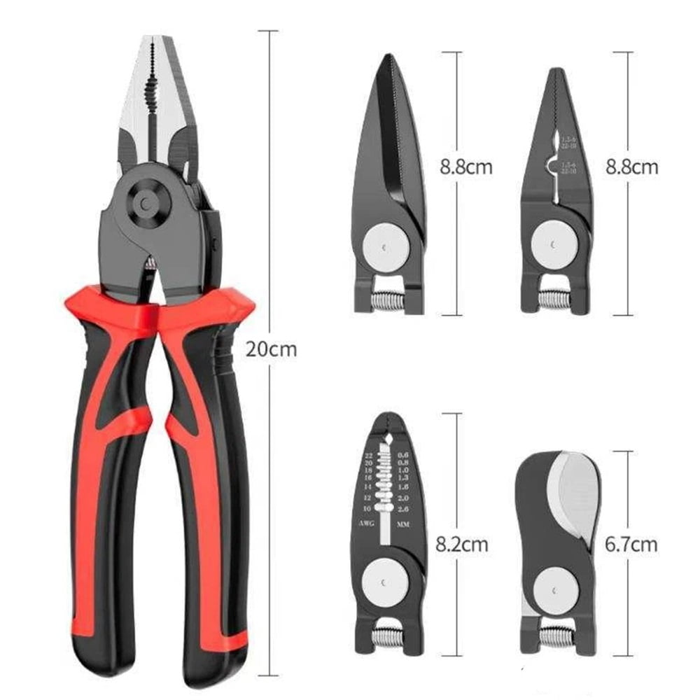 5 in 1 Combination Plier Tool Set, Includes Cable Cutters, Wire Stripper, Crimping Plier, Linesman Pliers, Scissor Interchangeable Pliers with Storage Case