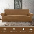 thumbnail image 5 of Stretch Sofa Slipcover 1-Piece Sofa Cover Furniture Protector Couch Soft with Elastic Bottom for Kids, Polyester Spandex Jacquard Fabric Small Checks with 1 Pillowcase(2 Seater, Coffee), 5 of 11