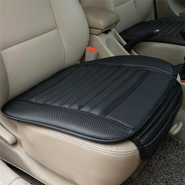 SUNSIOM Car Front Seats Cover PU Leather Bamboo Single Bucket Seat Protector Mat Cushion Car