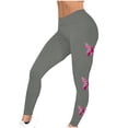 thumbnail image 2 of Breast Cancer Pants for Women Awareness Pink Ribbon Print Slim Trousers High Waist Workout Tights Yoga Leggings,Gray 3,2XL, 2 of 5