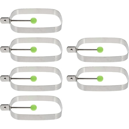 

Breakfast Sandwiches Stainless Steel Omelette Ring with Anti- Scalding Handle Egg Cooking Rings Set for Frying Egg Pancake Sandwiches 6PCS () Household Gadgets