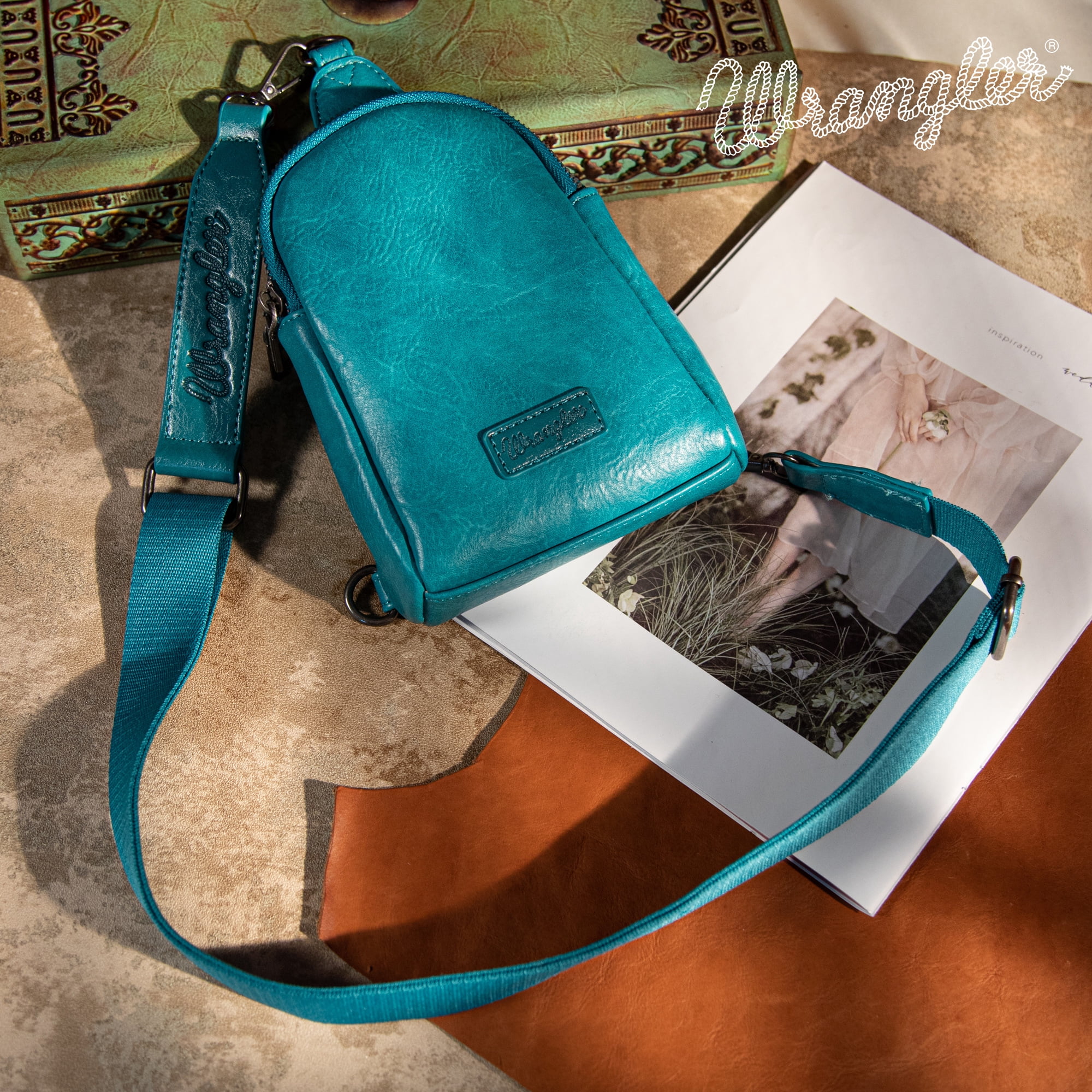Wrangler Crossbody Sling Bags for Women Cross Body Fanny Pack Purse with Detachable Strap Zipper 7.5 "H, Blue