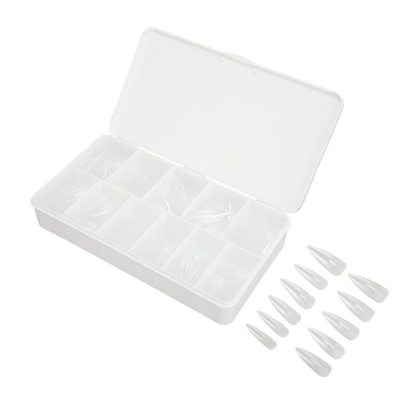 550 Tablets Long Clear Nails Ultra Thin Clear Stiletto prosthetic Nails Set, Long, Full Cover, Almond Shaped with Rhinestones Designs for Wedding, Dating, Party Acrylic Nail Tips Kit