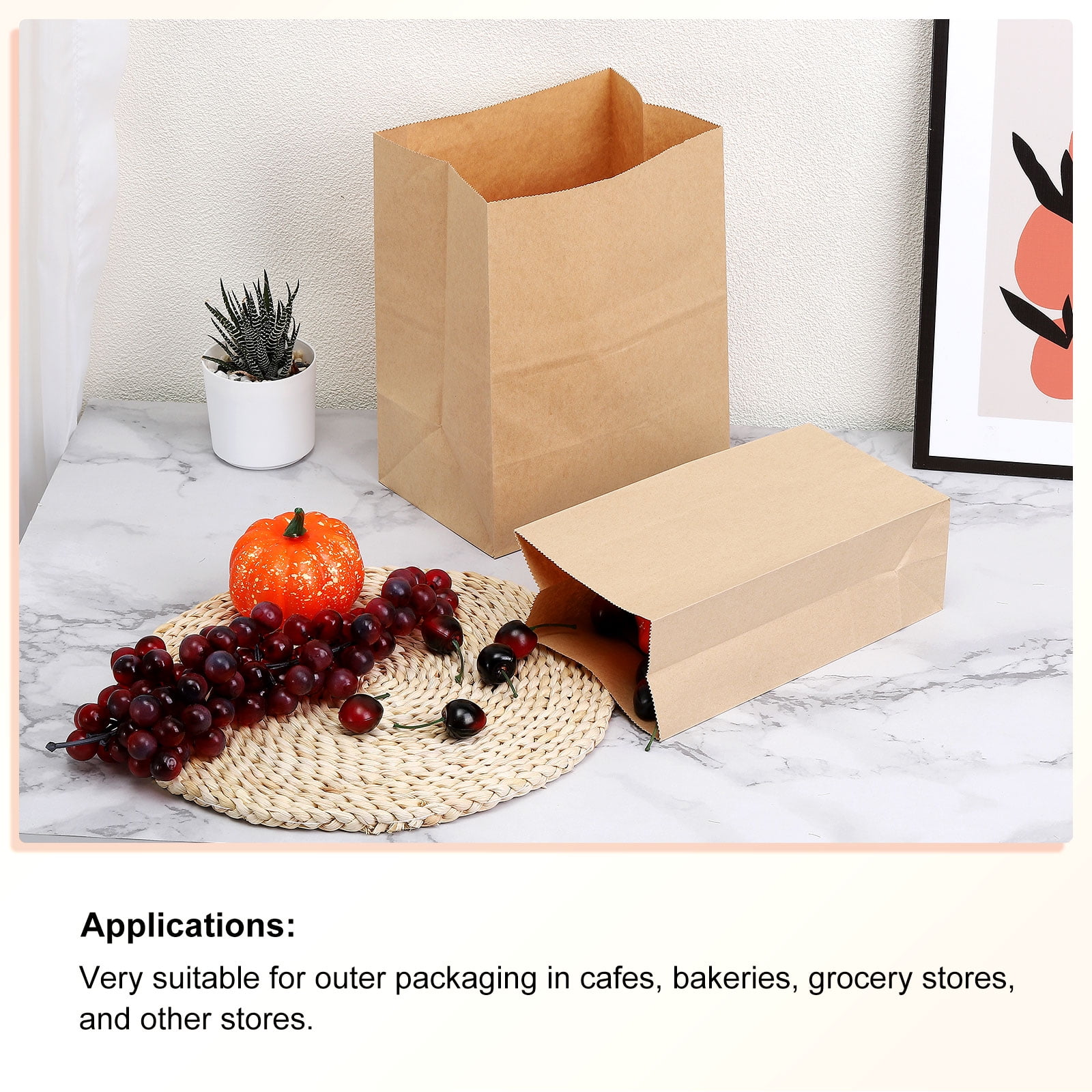 Unique Bargains Paper Bags White Paper Grocery Bag 3lb 5.1x3.1x9.4 Inch 60g for Candy Snacks Pack of 50 Walmart