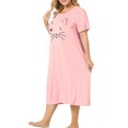 thumbnail image 5 of Agnes Orinda Women's Plus Size Nightgowns Crew Neck Short Sleeves Sleep Dress Cats Print Pajamas Lounge Home with Pocket 2X Pink, 5 of 9