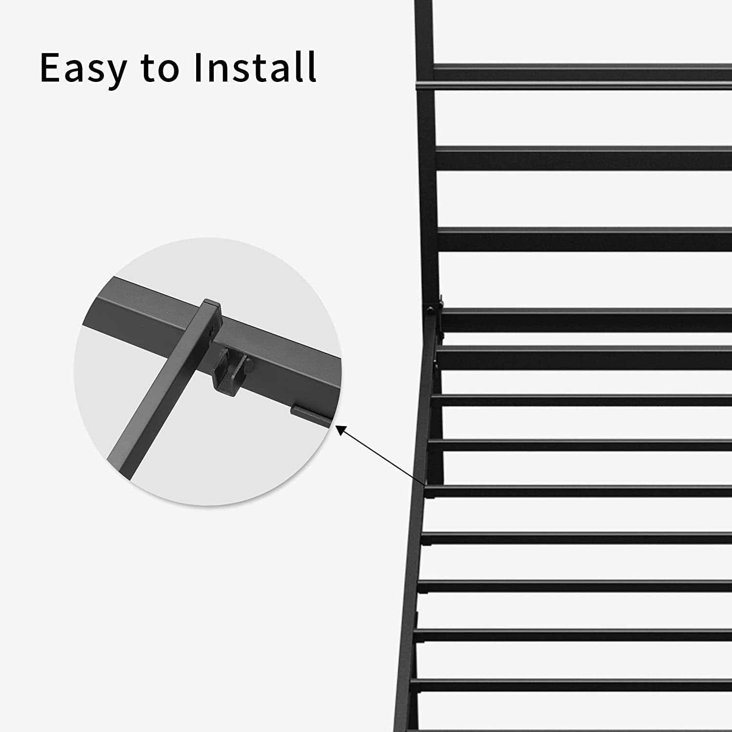 Dextrus Metal Canopy Bed Frame 14 Inch Platform Four Posters Bed with Built-in Headboard Strong Metal Slat Mattress Support, No Box Spring Needed, Black, Full Size
