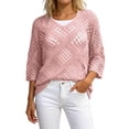 thumbnail image 2 of SOOMLON Cover up Tops for Women Plus Size V Neck 3/4 Sleeve Tops Crochet Coverup Vintage Summer Beach Vacation Clothes, 2 of 5