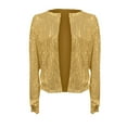 thumbnail image 3 of GBSYEWXS Women Cardigan Open Front Outdoor Crew Neck Long Sleeve Sequins Trendy Sweater Gold, 3 of 3