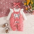 thumbnail image 2 of Emitonse Toddler Baby Boy Girl Fall Clothes Winter Outfit Baby Girl Clothing Outfits Winter Cute Love Print Romper Cartoon Overalls Trousers Headband Clothing Set Pink,Size 18-24 Months, 2 of 9