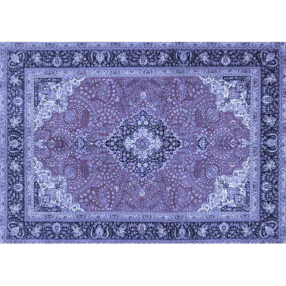 Ahgly Company Indoor Rectangle Medallion Blue Traditional Area Rugs, 7' x 10'