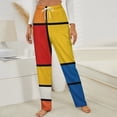 thumbnail image 3 of Mondrian Inspired Winter Female Pants Flannel High Waist Women Pants Lady Warm Straight Leg Plush Trousers, 3 of 7