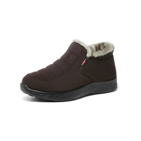 

Wazshop Unisex Winter Shoes Plush Lined Snow Boots Slip On Warm Booties Anti-Slip Faux Fur Casual Comfort Shoe Mens Ankle Bootie Breathable Men s Brown Style B US 7.5 Men