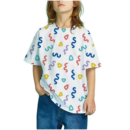 

QISIWOLE Girl s Cartoon Print T Shirts Crew Neck Loose Fitting Short Sleeve Tops for Teen Girl 4-13 T clearance under $10 !