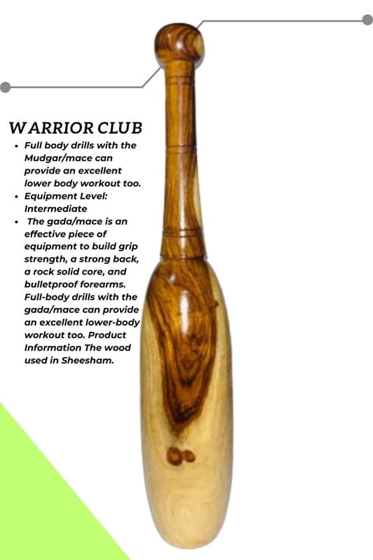 Sports Warrior Club | Natural Wooden Indian Clubs/Mugdar/Meel/Clubbell/Karla Kattai/Weight for Exercise (4, Kilograms)