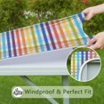 thumbnail image 6 of Colorful Striped Checkered Pattern Square Fitted Tablecloth with Elastic Edge,Square Table Cover,Washable Elastic Table Cover for Home Kitchen Party Decor 34"x34", 6 of 6