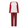 thumbnail image 5 of Elippeo Family Matching Christmas Pajamas, Letter Print Long Sleeve Tops and Plaid Pants Sleepwear Set, 5 of 10