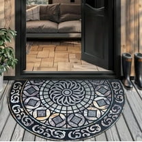 PALIFEUR Half Round Mandala Door Mat, 24x35" Non-Slip Ultra Soft Welcome Mat Highly Absorbent Rug Bath Mat Durable Washable Carpet for Bathroom, Kitchen, Entrance, Home Decor