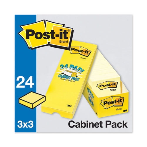 Original Pads in Canary Yellow, Cabinet Pack, 3" x 3", 90 Sheets/Pad, 24 Pads/Pack | Bundle of 2