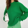 thumbnail image 5 of Women'S Knit Warm Sweaters Crew-Neck Warm Pullovers Long-Sleeve Solid Casual Base Layer Tops Green S, 5 of 7