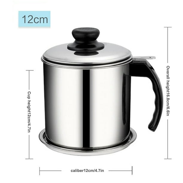Oil Grease Storage Can Stainless Steel Grease Strainer Pot Container With Filtering Net For Kitchen Walmart Com Walmart Com
