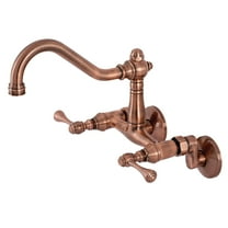 Kingston Brass KS322BLAC Vintage Double-Handle Wall-Mount Bridge Kitchen Faucet, Antique Copper