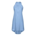 thumbnail image 4 of JYLPZYR Womens Dresses Women's Sexy Summer Round Neck Pleated Sleeveless Nightgown Mid-Length(Blue,XXL), 4 of 5