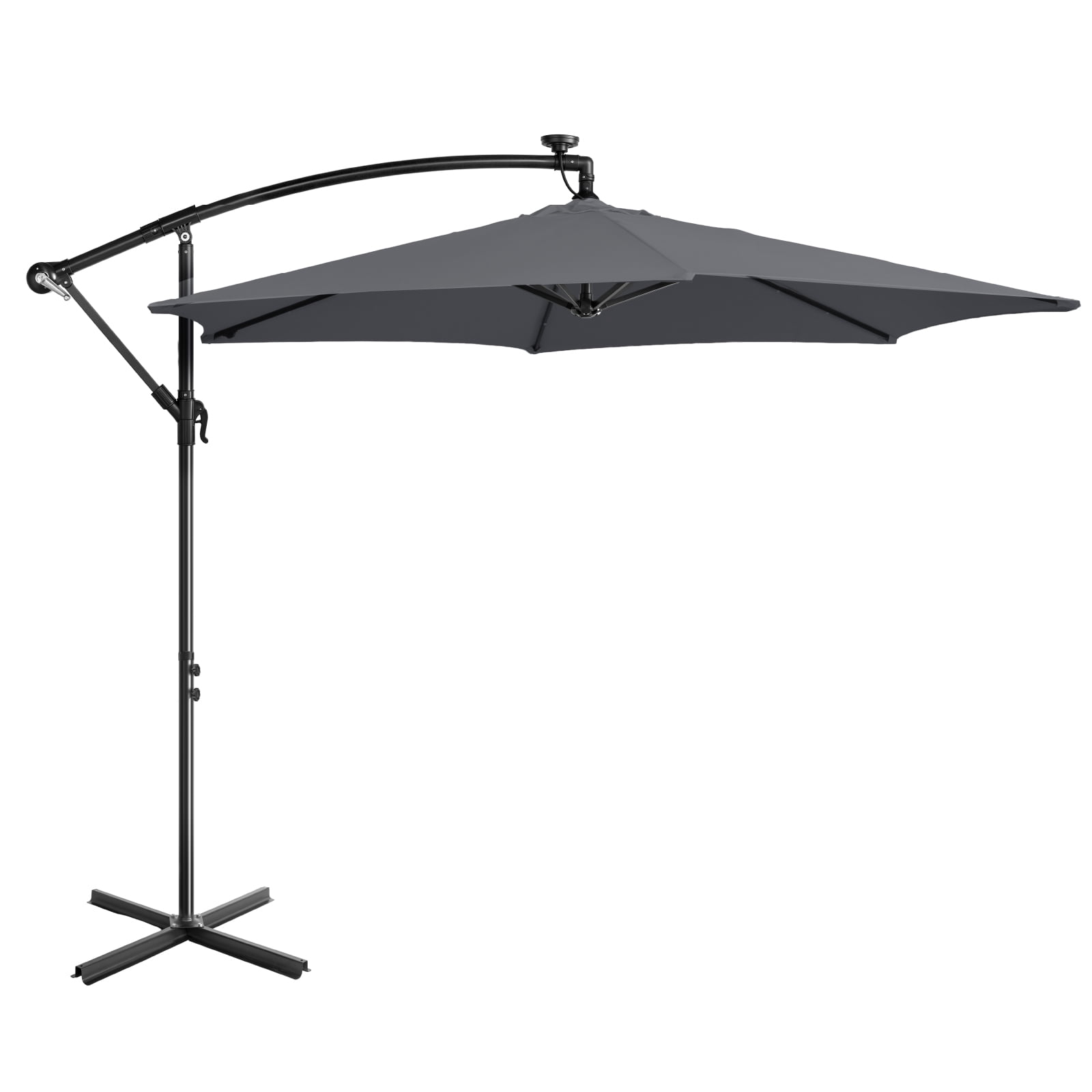 Zimtown 10ft Outdoor Patio Umbrella with LED Solar Lights,Offset Cantilever Outdoor Patio Umbrella,Light Gray