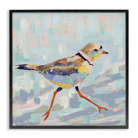 Stupell Industries Coastal Coastal Plover Abstract Bird Black Framed Giclee Art, 12 x 12, by Jeanette Vertentes