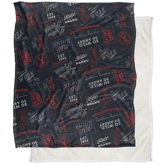 Yellowstone Blanket, 50"x60" Yellowstone You Do It for Me Pattern Silky Touch Sherpa Back Super Soft Throw Blanket