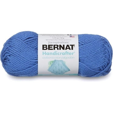 Bernat Handicrafter Cotton Solids Yarn, 1.75 oz, Gauge 4 Medium, 100% Cotton, Blueberry
