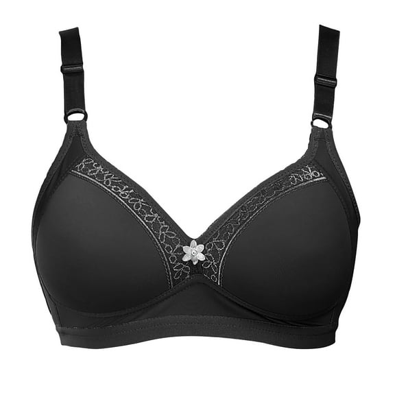 Virmaxy Womens Bras No Underwire Full Support Fashion Bra Wire Free Underwear OnePiece Bra Everyday Underwear Bras Oversized Alluring Wireless Everyday Bras Black 44