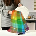 thumbnail image 6 of GZHJMY Rainbow Tie-dye Plaid Kitchen Towel, Dish Towels Quick Drying Tea Towels Absorbent Hand Towels for Kitchen Sink Dinner Table 28 x 18 Inches, Set of 1, 6 of 7