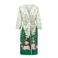 thumbnail image 3 of Yuyamidu Snowman Long Bathrobe for Women Christmas Robe Sleepwear Xmas Tree V-Neck Spa Robes Size 2XL Sexy Mid-Length Kimono Robes Trendy 3/4 Sleeves Night Dress, 3 of 7