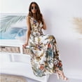 thumbnail image 2 of MesaSe Robes Maxi d'Été pour Femmes Imprimé Tropical Robes de Plage Col en V Sans Manches Taille Haute Lacée Robe Maxi Fluide Robe d'Été, 2 of 9