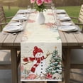 thumbnail image 4 of Beige Christmas Table Runner - 70 Inch Long Snowman Xmas Tree Coastal Snowflake Starfish Cotton and Linen Blended Dress Scarves Farmhouse Table Runner for Kitchen Dining, Coffee Table, 13" x 70", 4 of 8