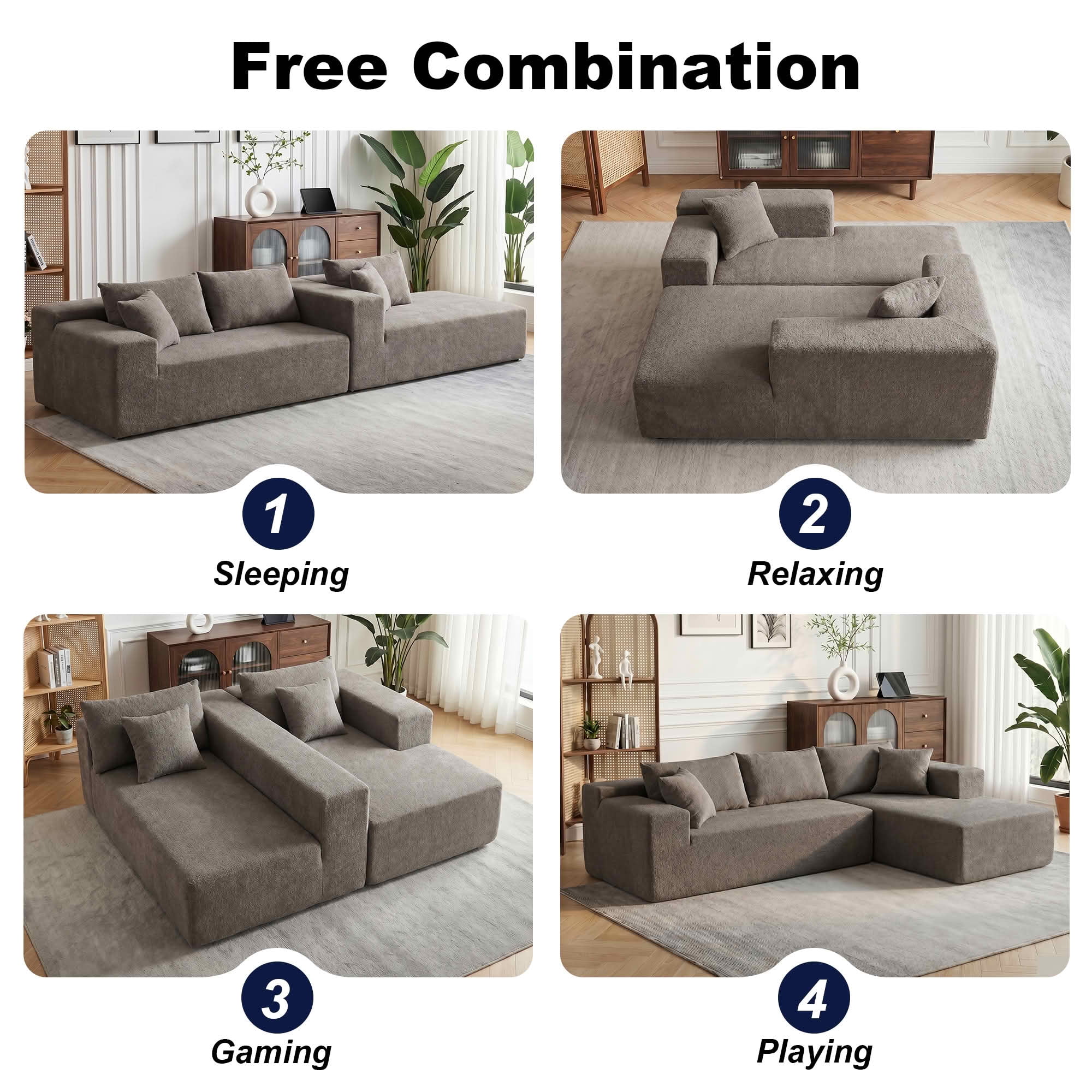 MAYEERTY 104" Cloud Sectional Couch with L-Shape Chaise, Modern Modular Sofa with Deep Seat, Upholstered Couches with Back Cushion for Living Room Bedroom, No Assembly Required