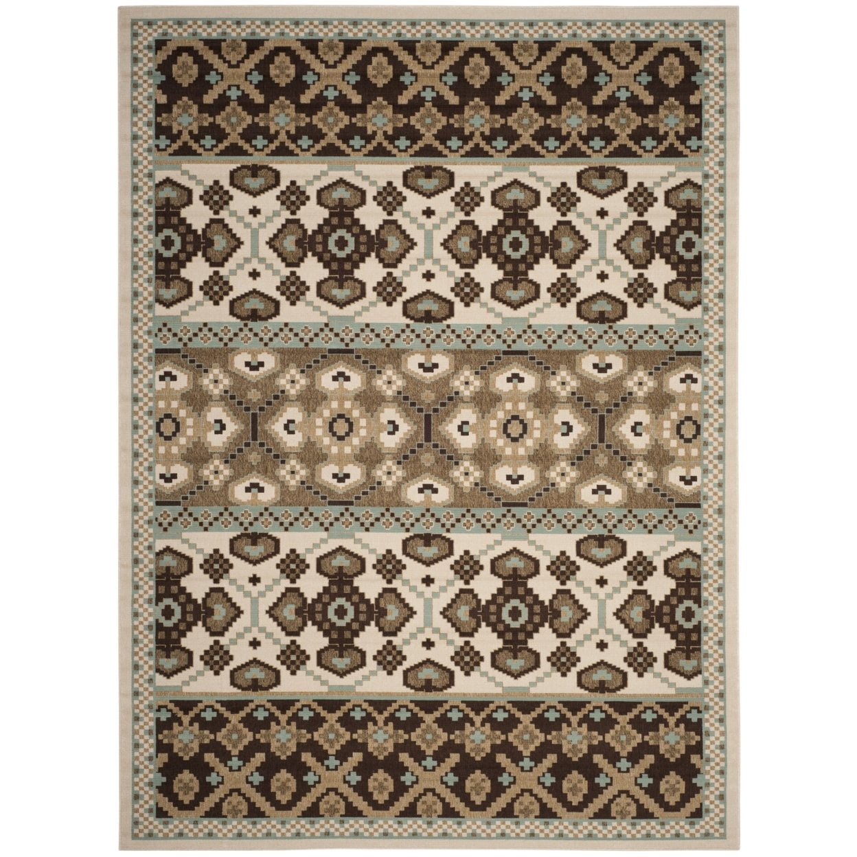 SAFAVIEH Veranda Moriah Southwestern Indoor/Outdoor Area Rug, 6'7" x 9'6", Cream/Chocolate