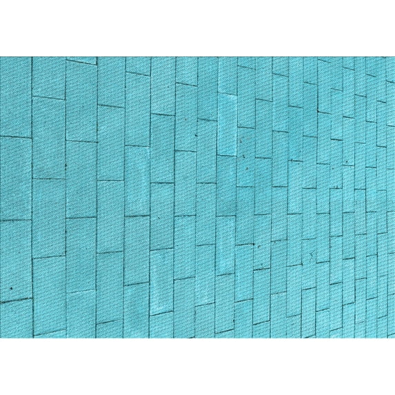 Ahgly Company Indoor Rectangle Patterned Dark Turquoise Green Area Rugs, 7' x 10'