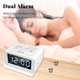 thumbnail image 4 of Radio Reloj con Alarmas Duales, Reloj Despertador Digital con 2 Puertos de Carga USB, 0-100% Regulable, Volumen Ajustable, Termómetro Interior (Blanco), 4 of 5