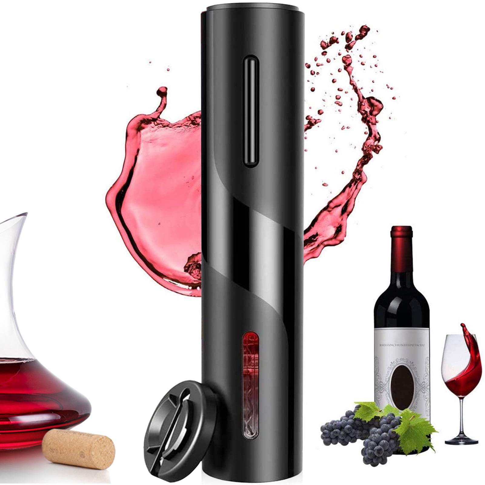 Swiss Crafts Rechargeable Electric Wine Opener Cordless Battery Powered Wine Bottle Opener BLACK