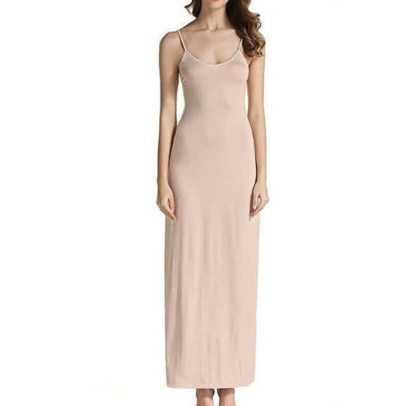 Women Sleeveless Spaghetti Strap Cami Maxi Slip Dress, Sling Casual Long Dress