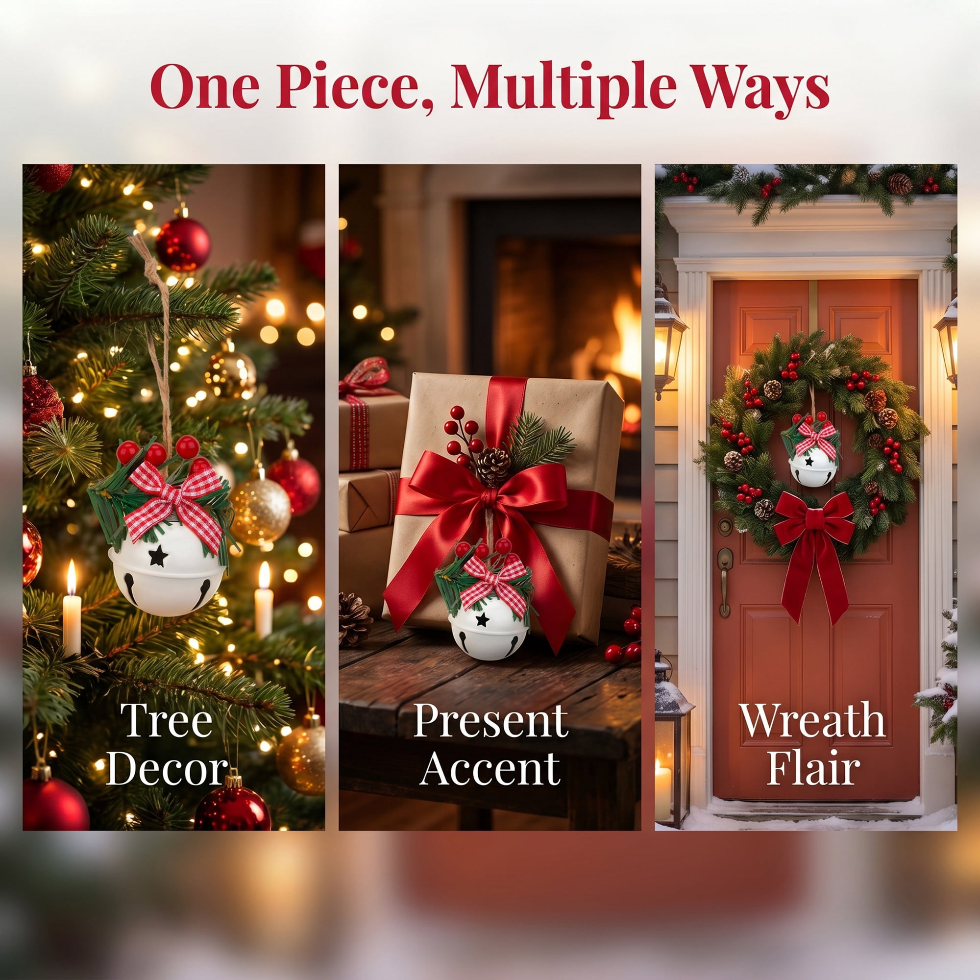 Unique Bargains 10Pcs Christmas Large Rustic Iron Chunky Bells White 2"L x 2"W x 5.3"H