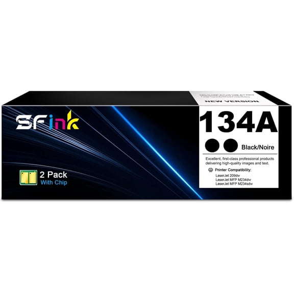 134A Toner Cartridge 2 Pack Black Compatible for HP134 A W1340A 134X W1340X Toner Cartridges for Laserjet 209dw MFP M234dw M234sdw Printer Ink