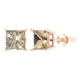 thumbnail image 2 of 3.0 Ct Princess Cut Studs Yellow Moissanite 18K Rose Solid Solid Gold Everyday Dainty Earrings Push Back, 2 of 7