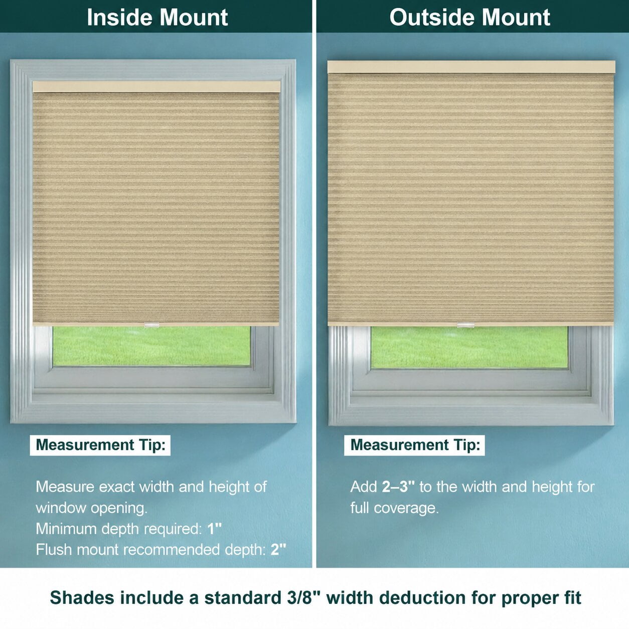 Chicology 58.75"W X 48"H Cordless Double Cell Cellular Shades Light Filtering Khaki
