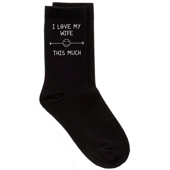Mens I Love My Wife This Much Black Calf Socks Valentines Day Husband Birthday Christmas Present
