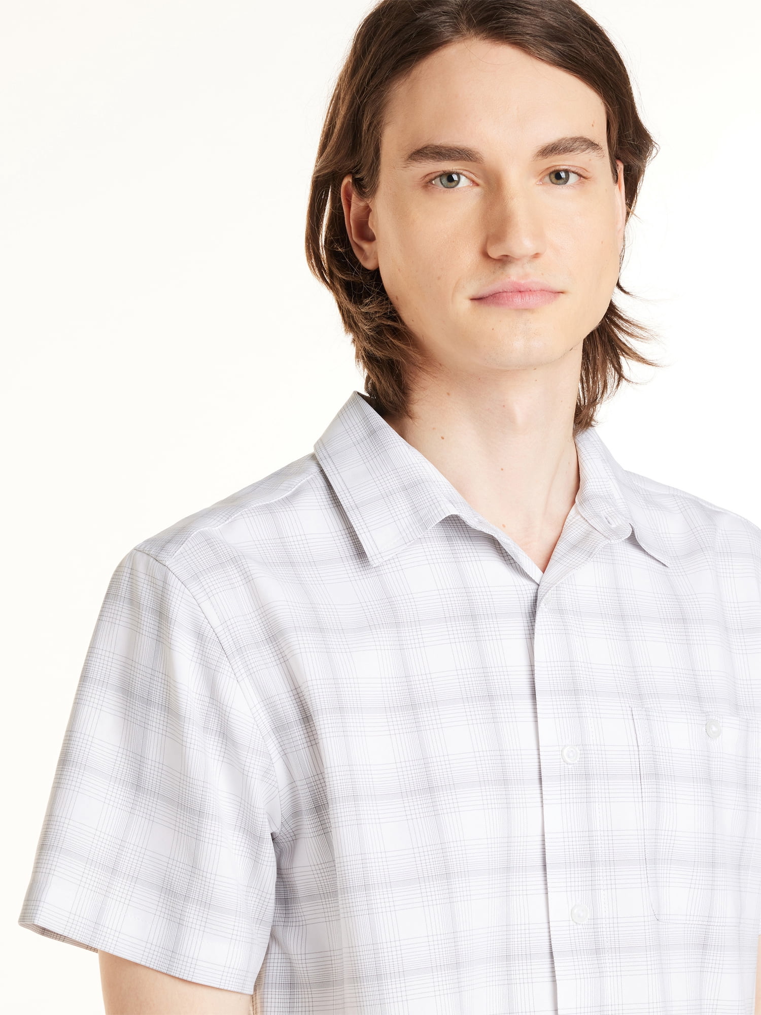 George Men's & Big Men's Microfiber Button-Up Shirt with Short Sleeves, Sizes S-3XL