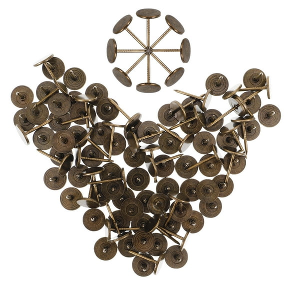 BESTOYARD 100Pcs Dark Brown Flat Thumb Tacks Metal Furniture Tacks Upholstery Nails Decorative